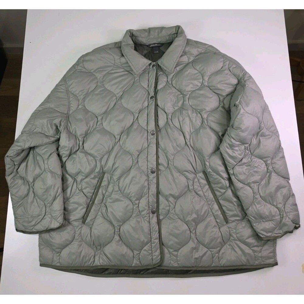 Eddie Bauer Women's Quilted EB650 Waterfowl Down Snap Sage Green Light Jacket 2X